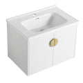 28 Inch Soft Close Doors Bathroom Vanity With Sink, For Small Bathroom Kd Packing Gloss White 2 Bathroom Wall Mounted Modern Plywood