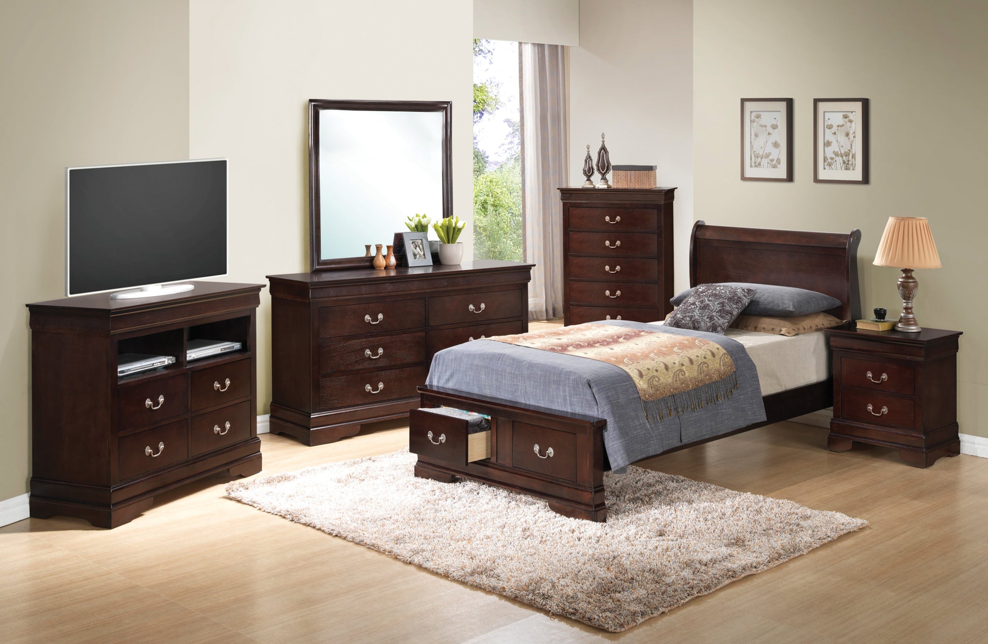 Louis Phillipe G3125D Tsb2 Twin Storage Bedcappuccino Beige Particle Board