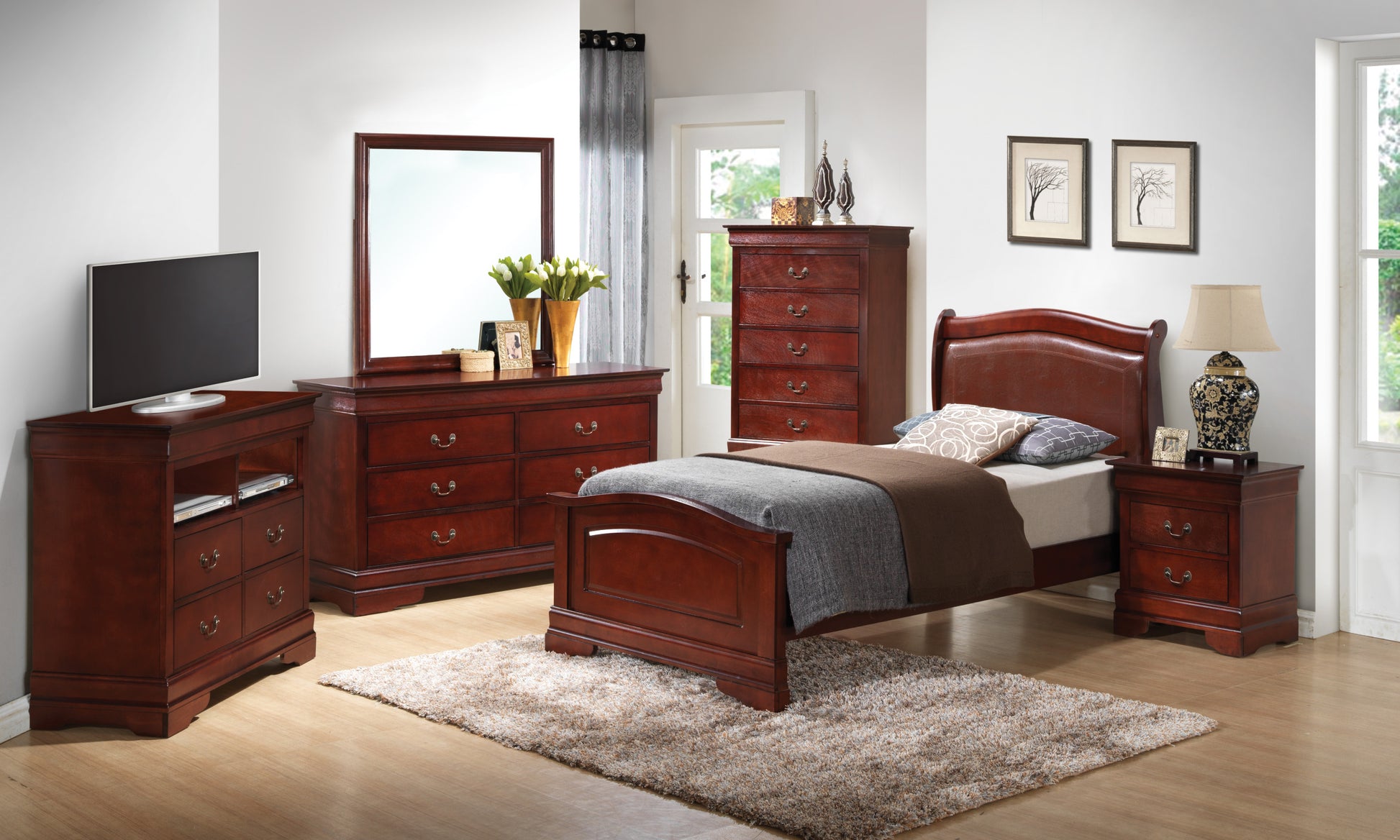 Louis Phillipe G3100C Tb2 Twin Bedcherry Cherry Particle Board