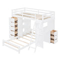 Twin Over Twin Bunk Bed With Led Light And Usb Ports, White Twin White Plywood