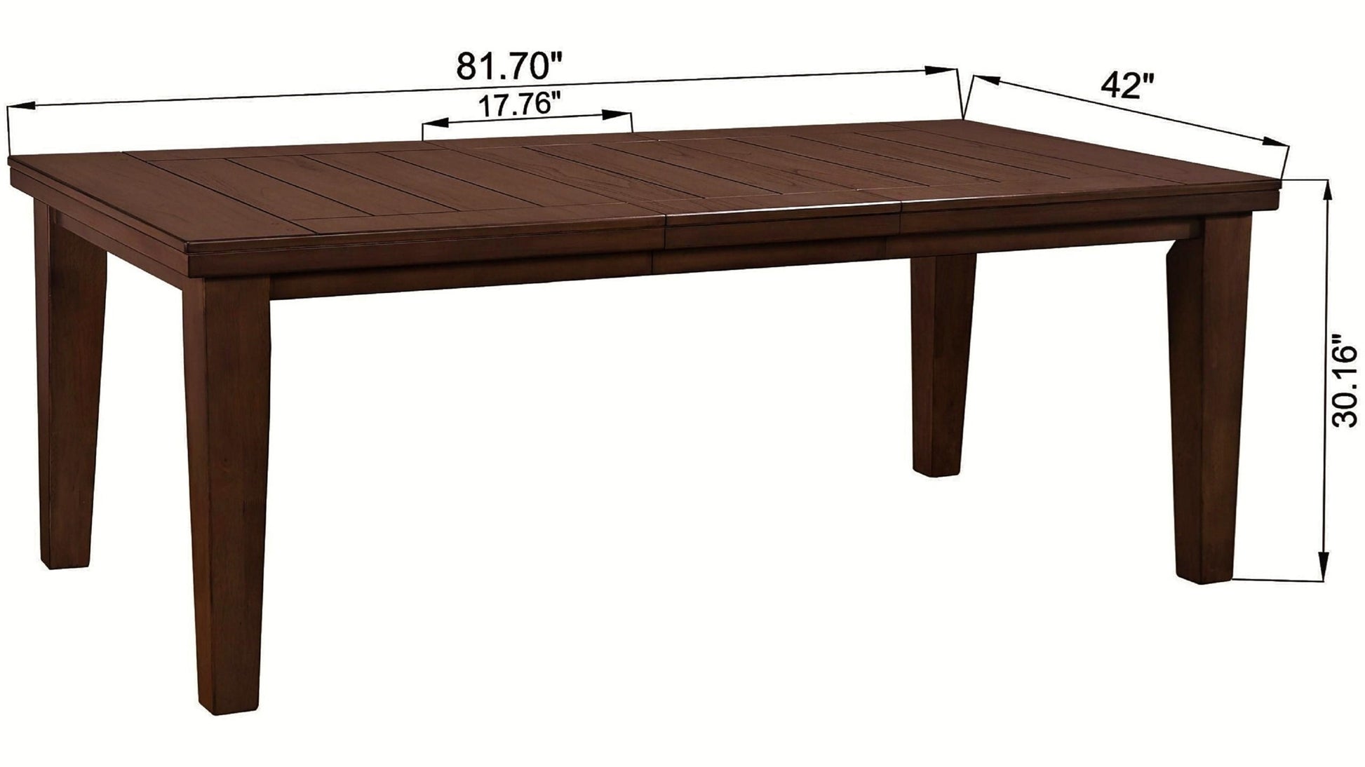 1Pc Contemporary Style Dining Rectangular Table With18" Leaf Tapered Block Feet Brown Wood Finish Dining Room Solid Wood Wooden Furniture Brown Dining Room Contemporary Rectangular Wood