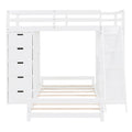 Twin Over Twin Bunk Bed With Led Light And Usb Ports, White Twin White Plywood