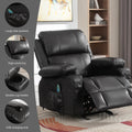 Recliner Chair Rocking Chairs For Adults With 2 Cup Holders, Usb Charge Port Soft Features A Manual Massage And Heat.Black Black Metal Soft Heavy Duty Foam Polyester