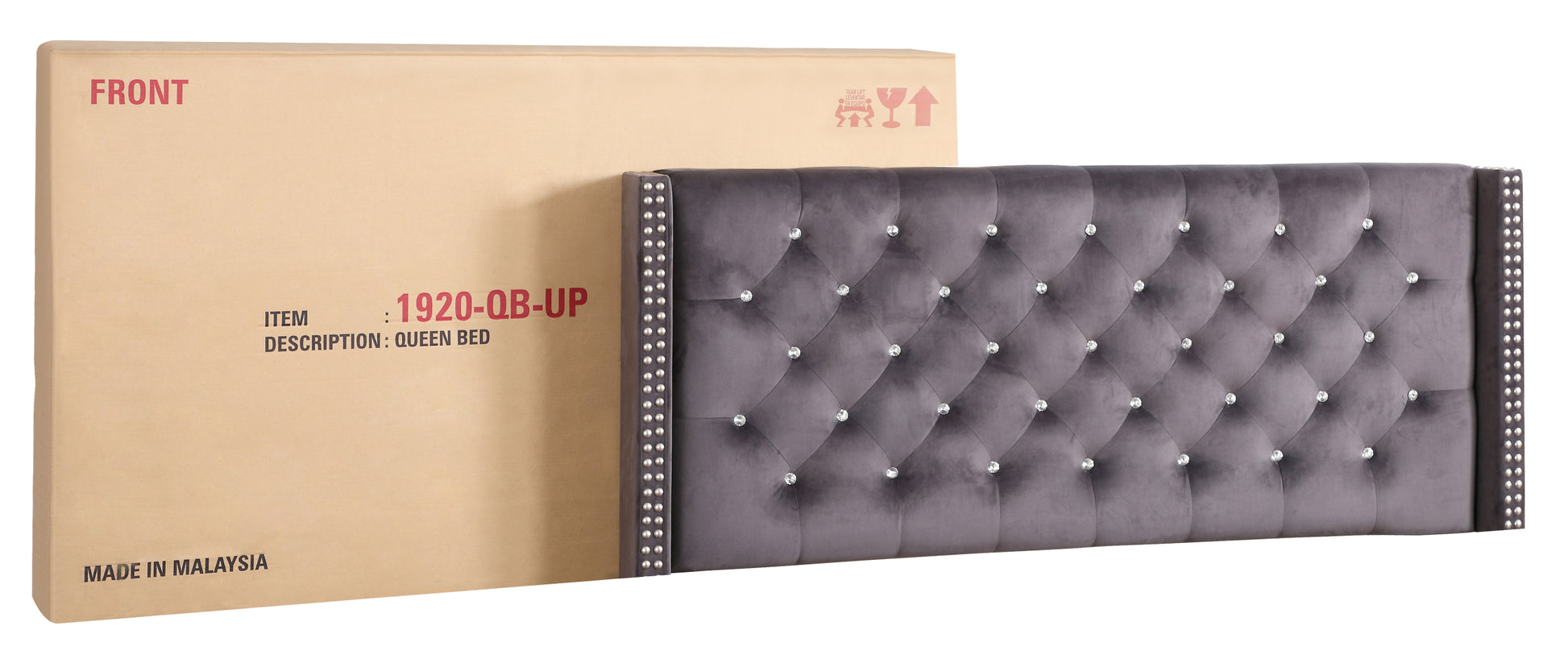 Julie G1920 Kb Up King Upholstered Bedgray Gray Foam Velvet
