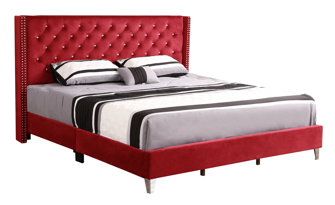 Julie G1922 Kb Up King Upholstered Bedcherry Cherry Foam Velvet