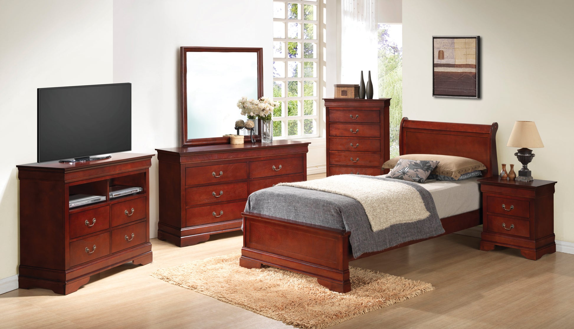 Louis Phillipe G3100E Tb3 Twin Bedcherry Cherry Particle Board