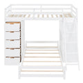 Twin Over Twin Bunk Bed With Led Light And Usb Ports, White Twin White Plywood