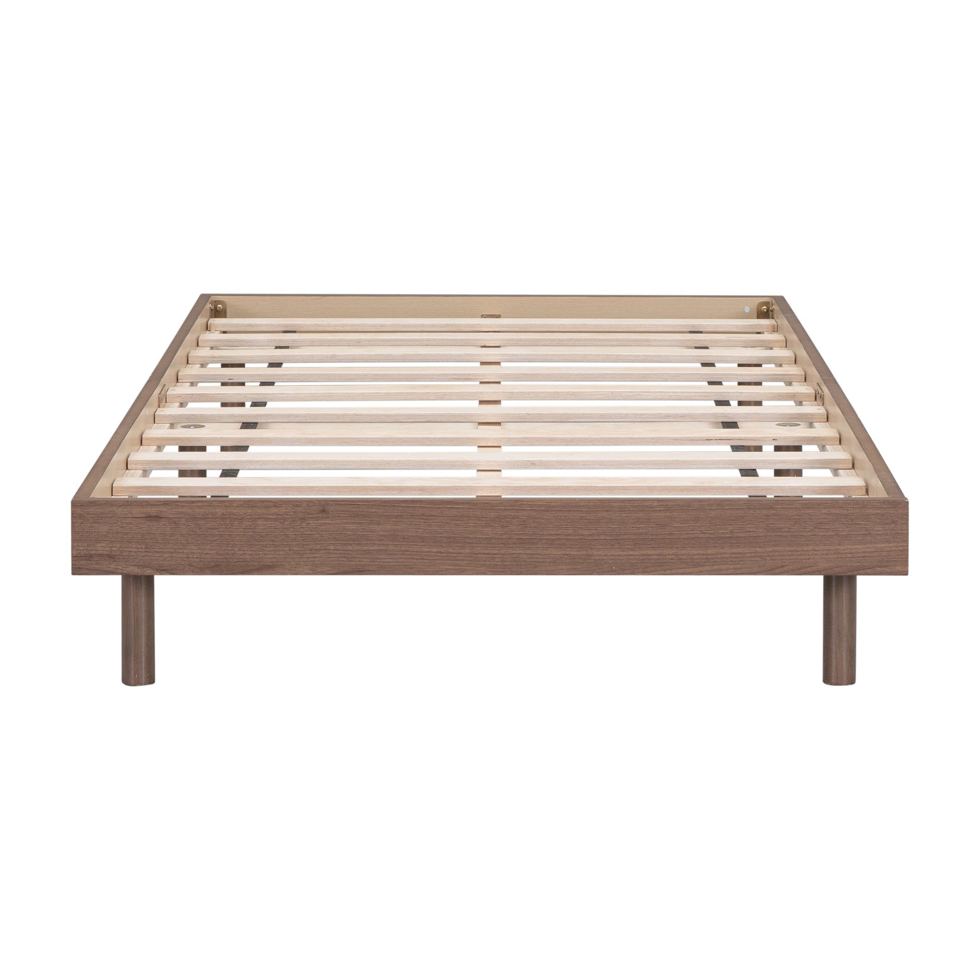 Modern Design Twin Size Floating Platform Bed Frame For Walnut Color Walnut Particle Board