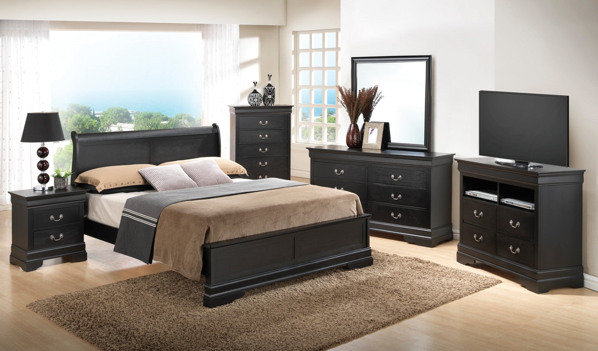 Louis Phillipe G3150E Qb3 Queen Bedblack Black Particle Board