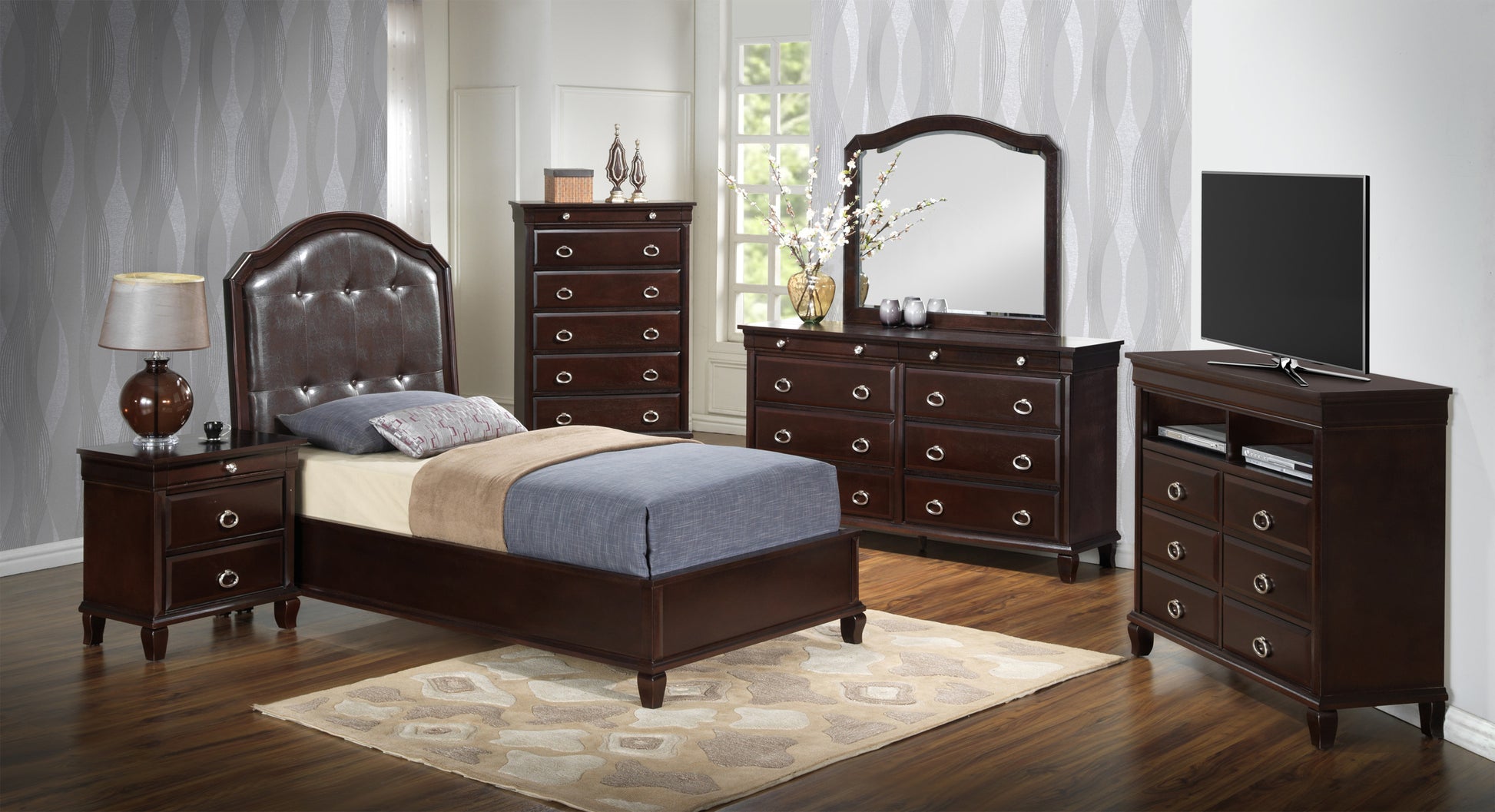 Triton G9000A Tb Twin Bedcappuccino Twin Brown Wood