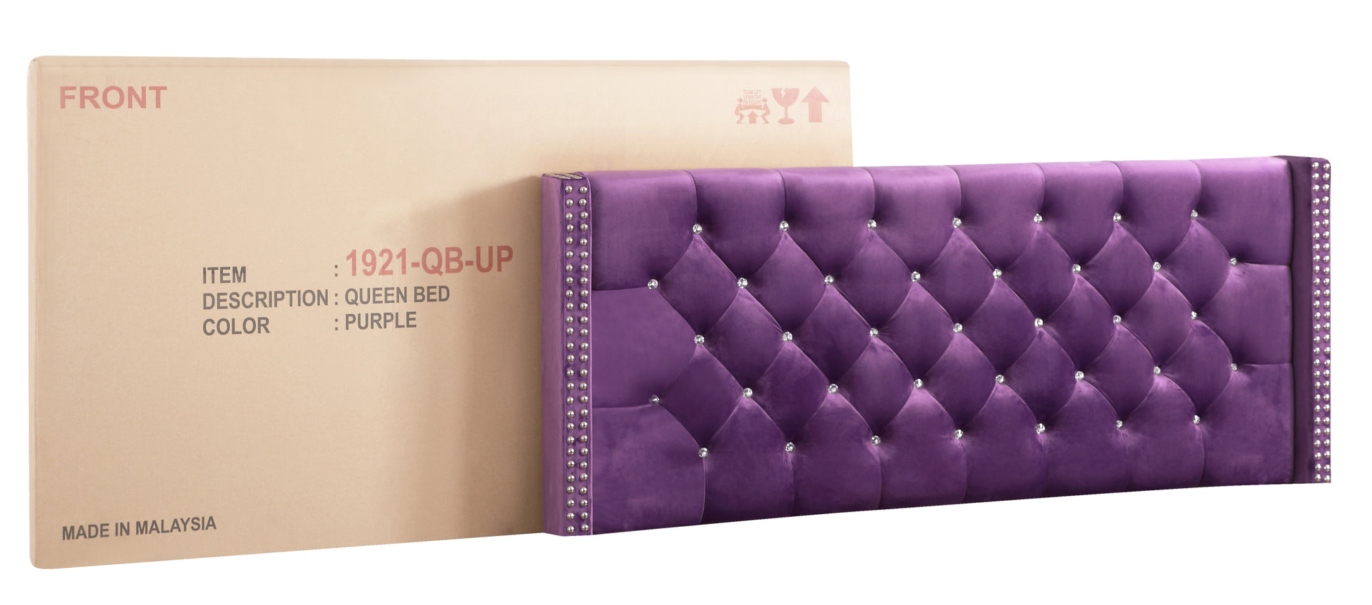 Julie G1921 Qb Up Queen Upholstered Bedpurple Purple Foam Velvet