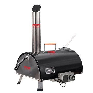 Black Pizza Oven Outdoor 12" Automatic Rotatable Pizza Ovens Portable Stainless Steel Wood Fired Pizza Oven Pizza Maker With Built In Thermometer Pizza Cutter Carry Bag Black Garden & Outdoor American Design Stainless Steel Stainless Steel