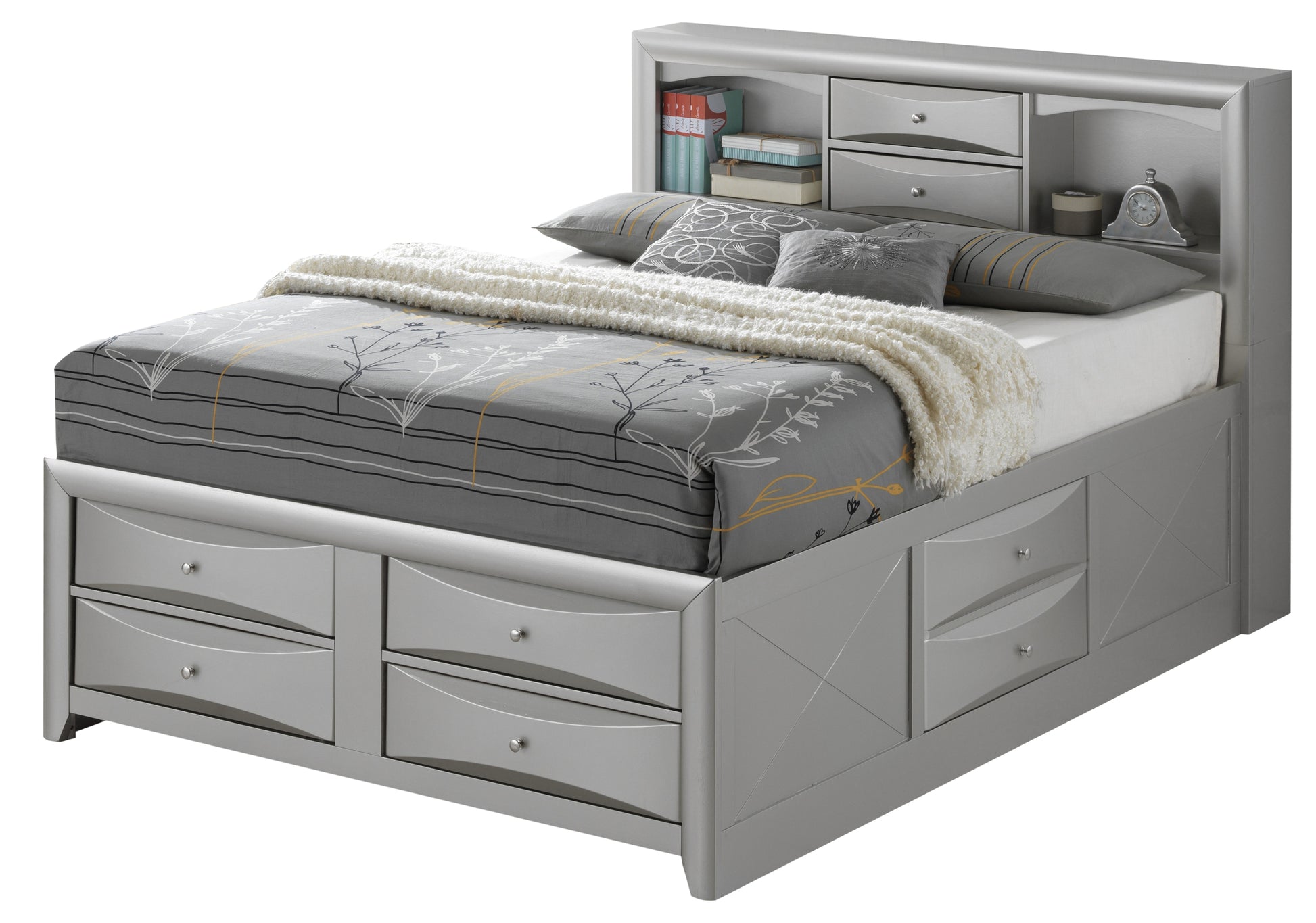 Marilla G1503G Qsb3 Queen Storage Bedsilver Champagne Champagne Particle Board