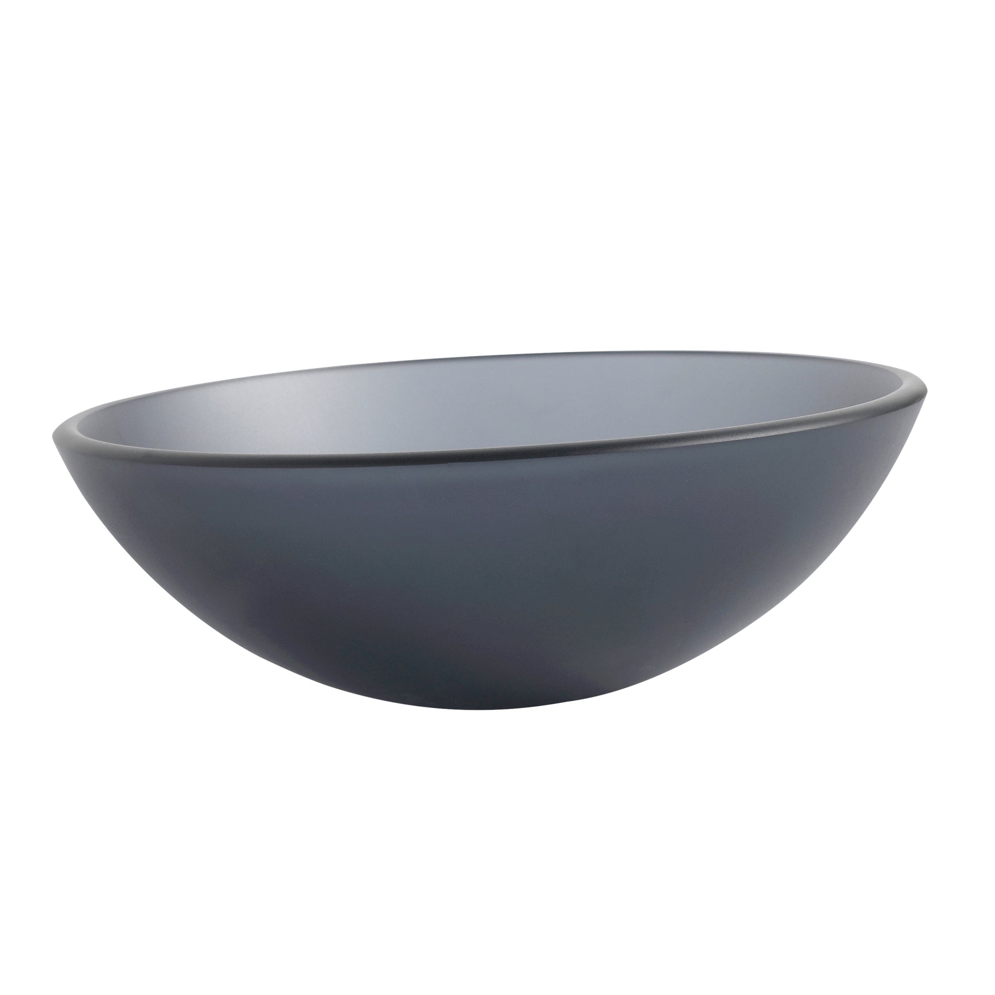 Tempered Glass Matte Bathroom Vessel Sink, Round Bathroom Basin Tempered Glass Matt Gray Grey Bathroom Modern Glass