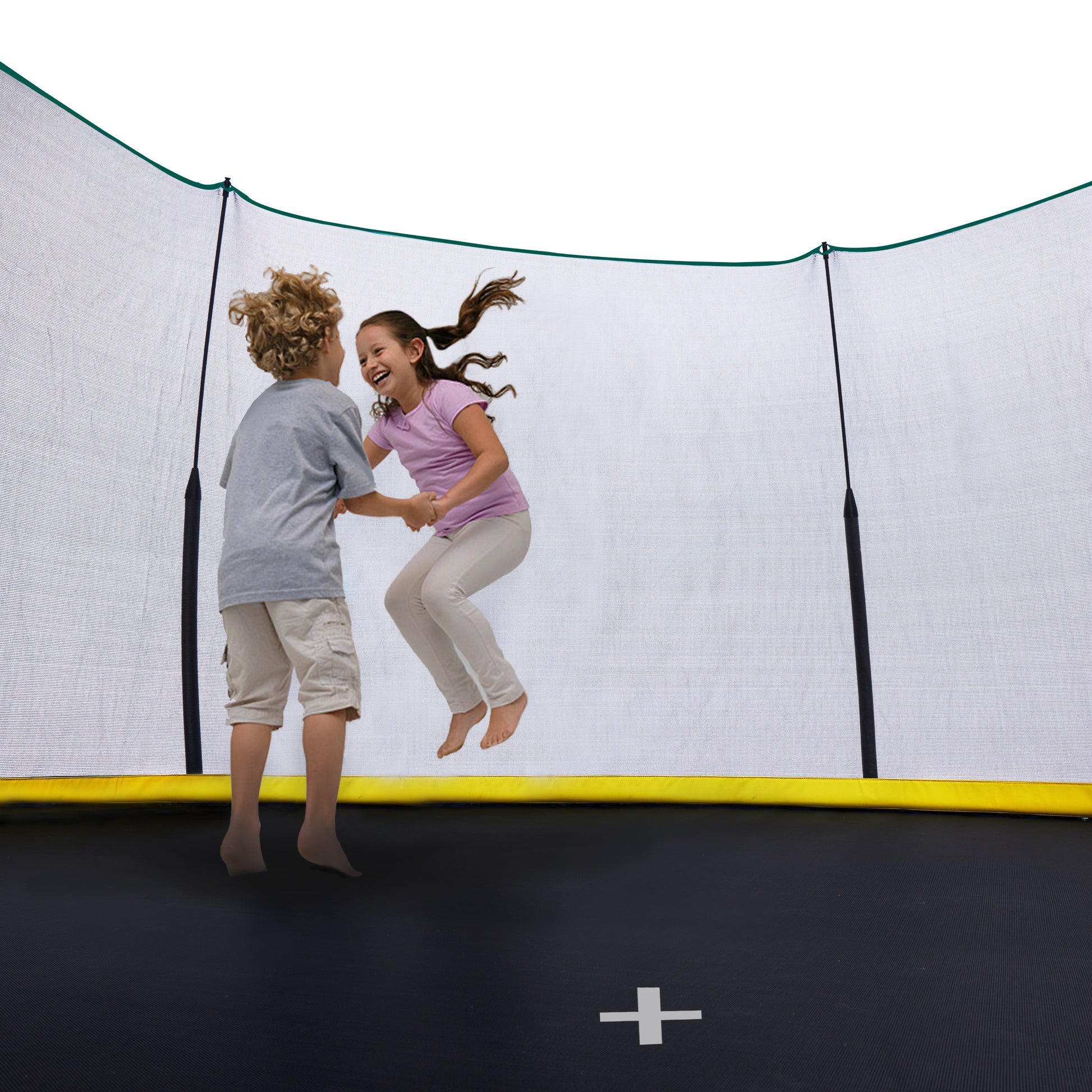 Yc 14Ft Recreational Trampolines With Enclosure For Kids And Adults With Patented Fiberglass Curved Poles Pumpkin Green Green Steel