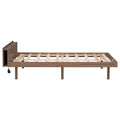 Modern Design Twin Size Platform Bed Frame With Built In Usb Port For Walnut Color Walnut Particle Board