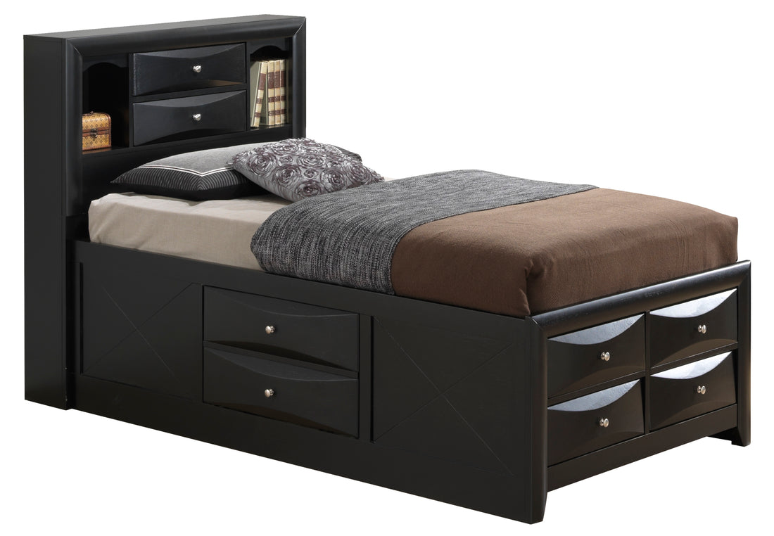 Marilla G1500G Qsb3 Queen Storage Bedblack Black Particle Board