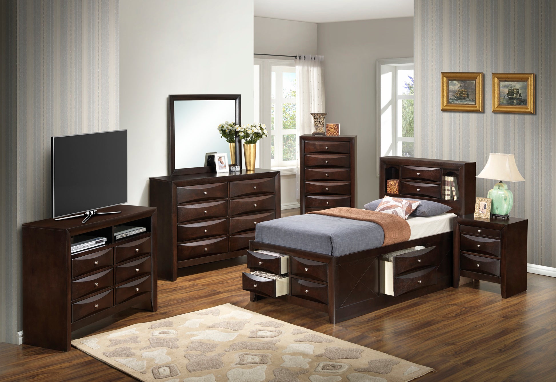 Marilla G1525G Tsb3 Twin Storage Bedcappuccino Beige Particle Board