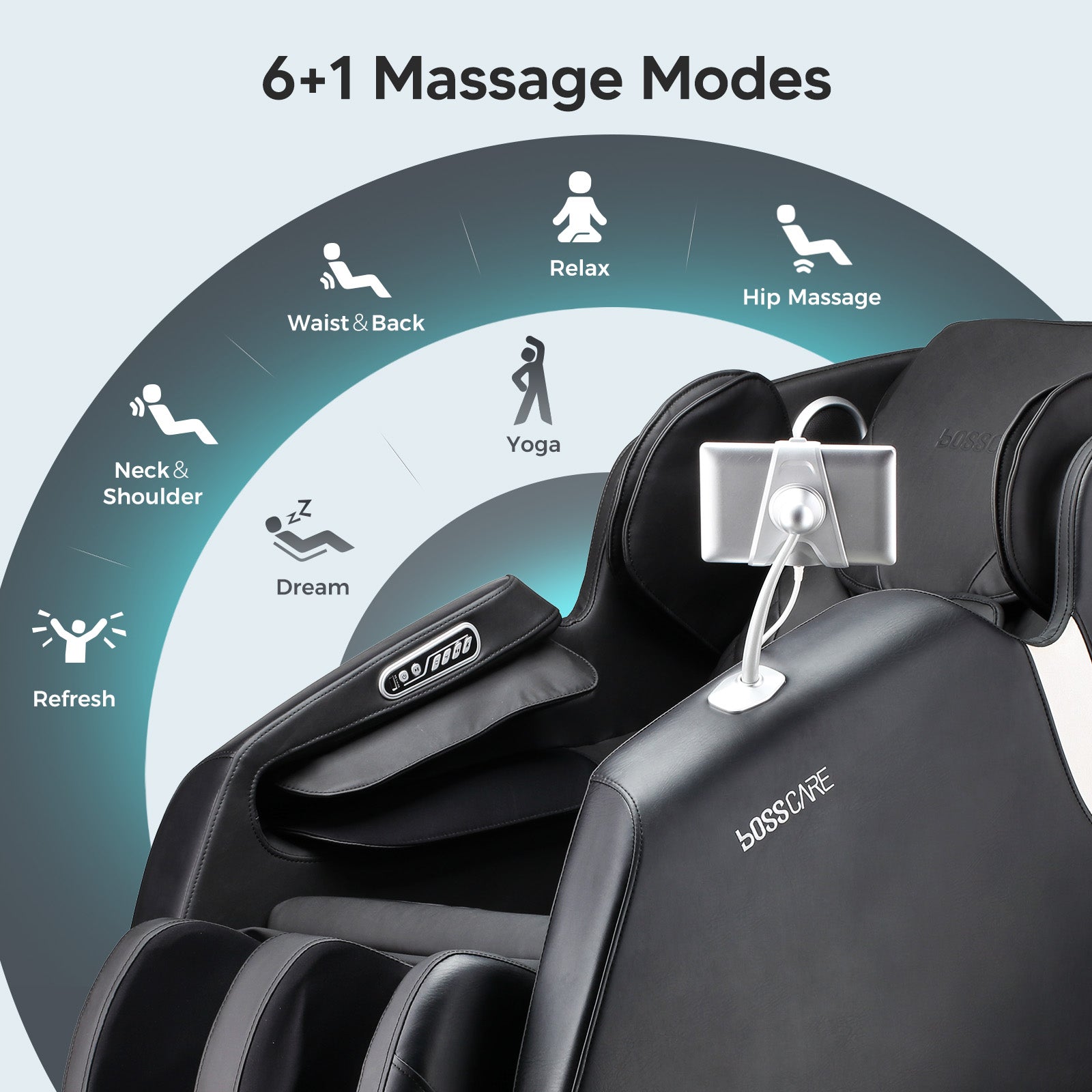 Bosscare 2023 Massage Full Body Chairs With Ai Voice, App Control Zero Gravity Shiatsu Recliner Massage Chair Black Black Leather Leather