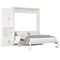 Full Size Murphy Bed With 1 Side Cabinet Storage Shelf, 61.5 Inch Cabinet Bed Folding Wall Bed With Desk Combo Perfect For Guest Room,Study, Office,White Old Sku:Bs300609Aac Box Spring Not Required Full White Wood White Pine Murphy Solid Wood Mdf