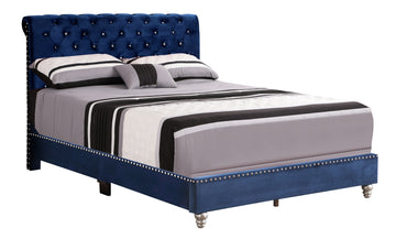 Maxx G1943 Fb Up Tufted Upholstered Bednavy Blue Navy Blue Foam Velvet