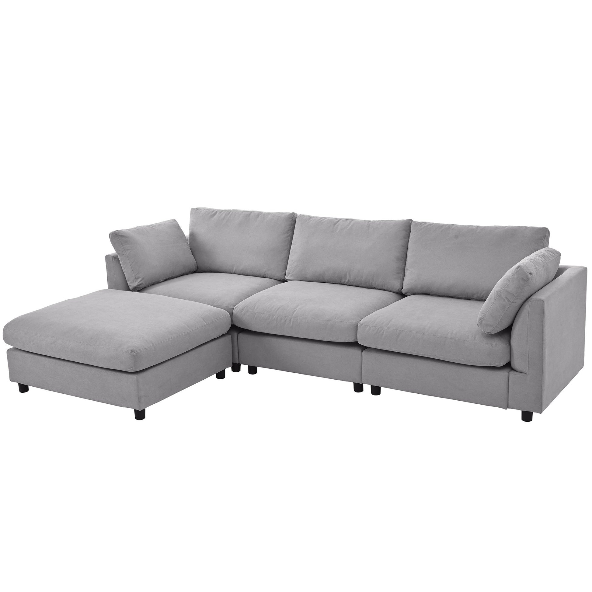 Upholstery Convertible Sectional Sofa, L Shaped Couch With Reversible Chaise Gray Polyester