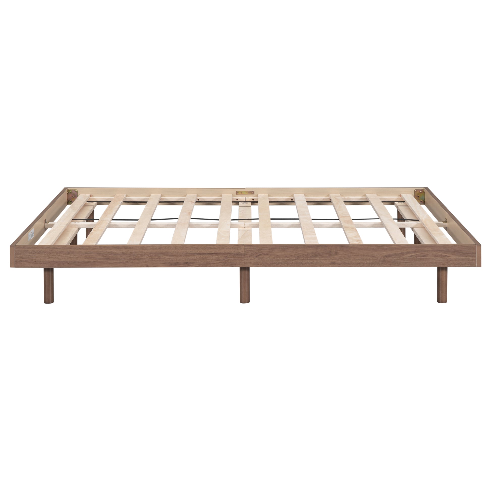 Modern Design Full Floating Platform Bed Frame For Walnut Color Walnut Particle Board