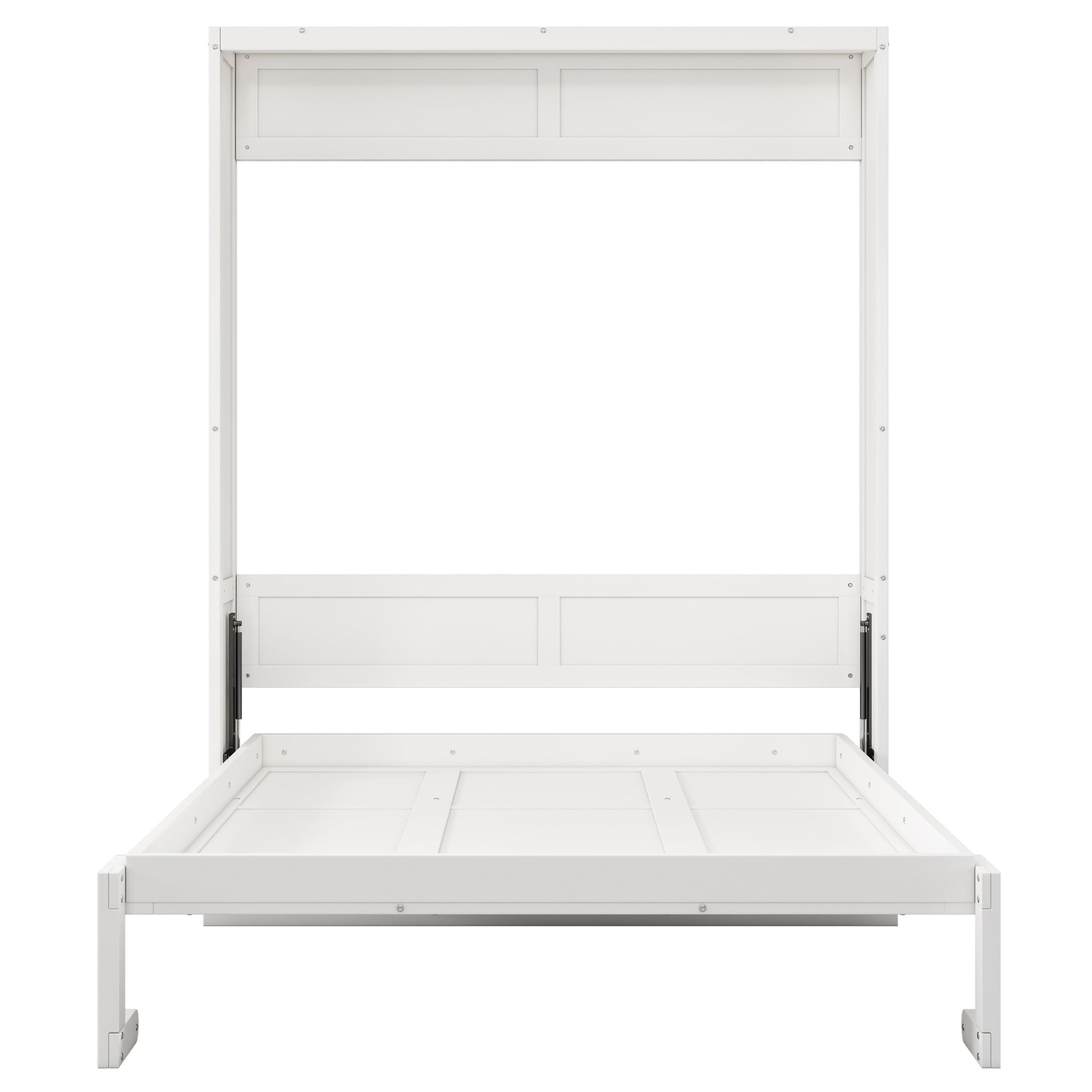 Queen Size Murphy Bed With 1 Side Cabinet Storage Shelf, 68 Inch Cabinet Bed Folding Wall Bed With Desk Combo Perfect For Guest Room, Study, Office,White Old Sku:Bs300491Aac Box Spring Not Required Queen Antique Grey White Wood White Pine Murphy Solid