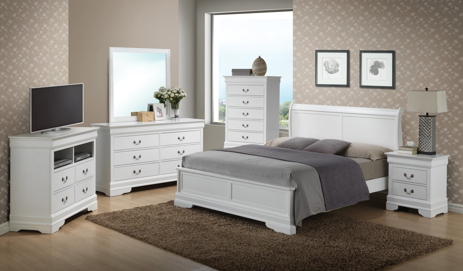 Louis Phillipe G3190E Qb3 Queen Bedwhite White Particle Board
