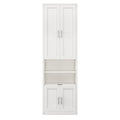 Queen Size Murphy Bed With 1 Side Cabinet Storage Shelf, 68 Inch Cabinet Bed Folding Wall Bed With Desk Combo Perfect For Guest Room, Study, Office,White Old Sku:Bs300491Aac Box Spring Not Required Queen Antique Grey White Wood White Pine Murphy Solid