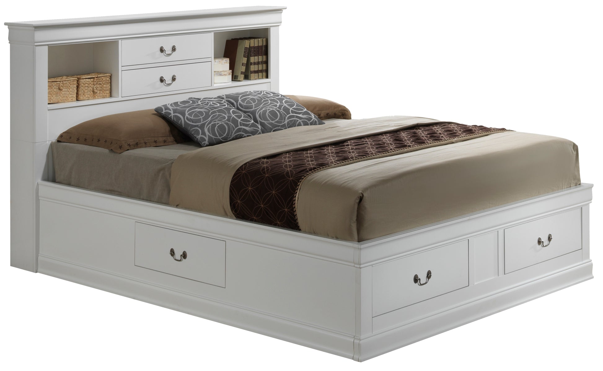 Louis Phillipe G3190B Qsb Queen Storage Bedwhite White Particle Board
