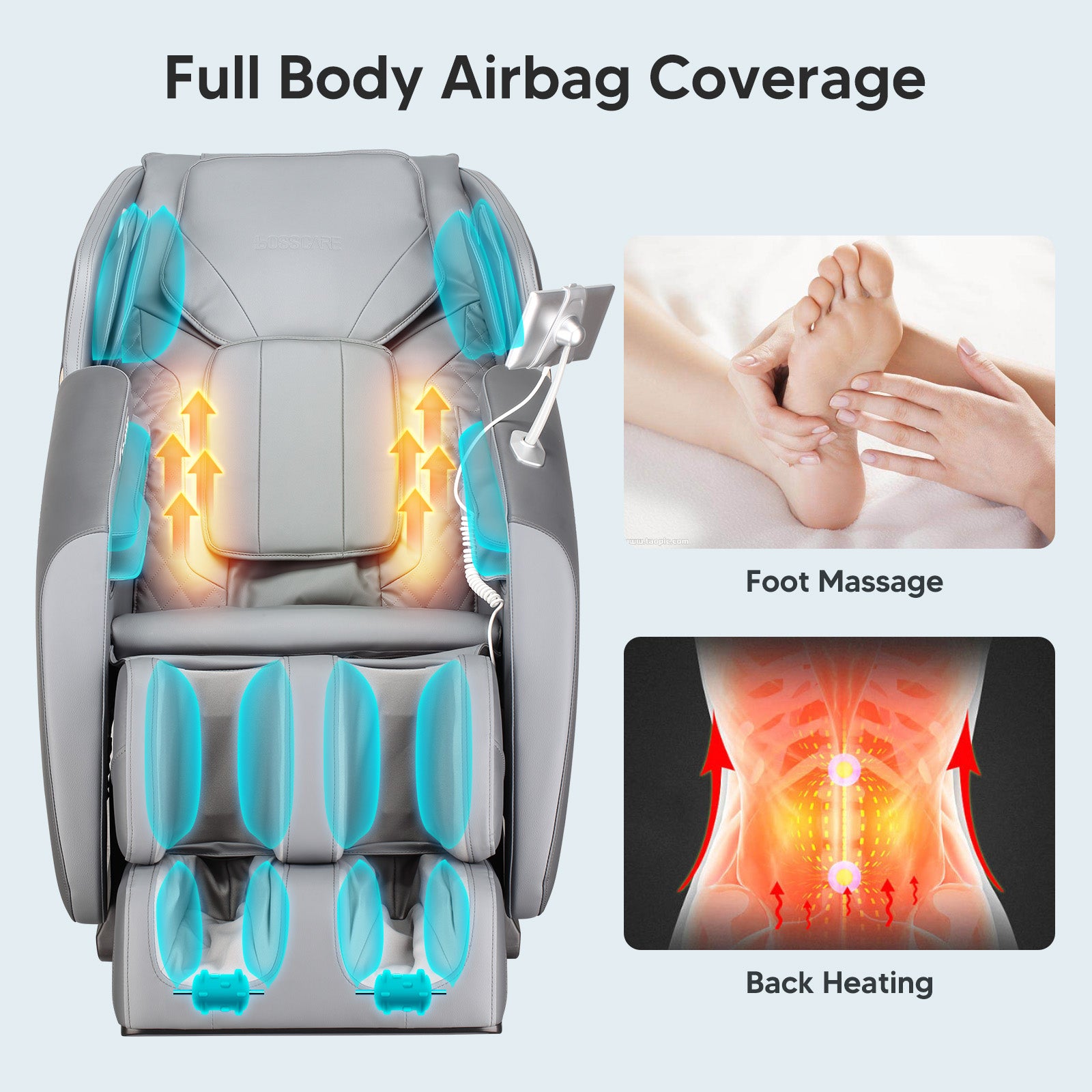 Bosscare 2023 Massage Chairs With Ai Voice Control Shiatsu Recliner Gray Gray Leather Leather
