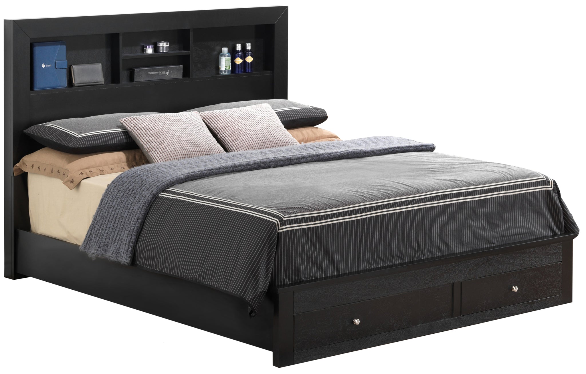 Burlington G2450D Qsb2 Queen Storage Bedblack Box Spring Not Required Queen Black Particle Board