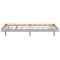 Modern Design Twin Size Floating Platform Bed Frame For Grey Color Grey Particle Board