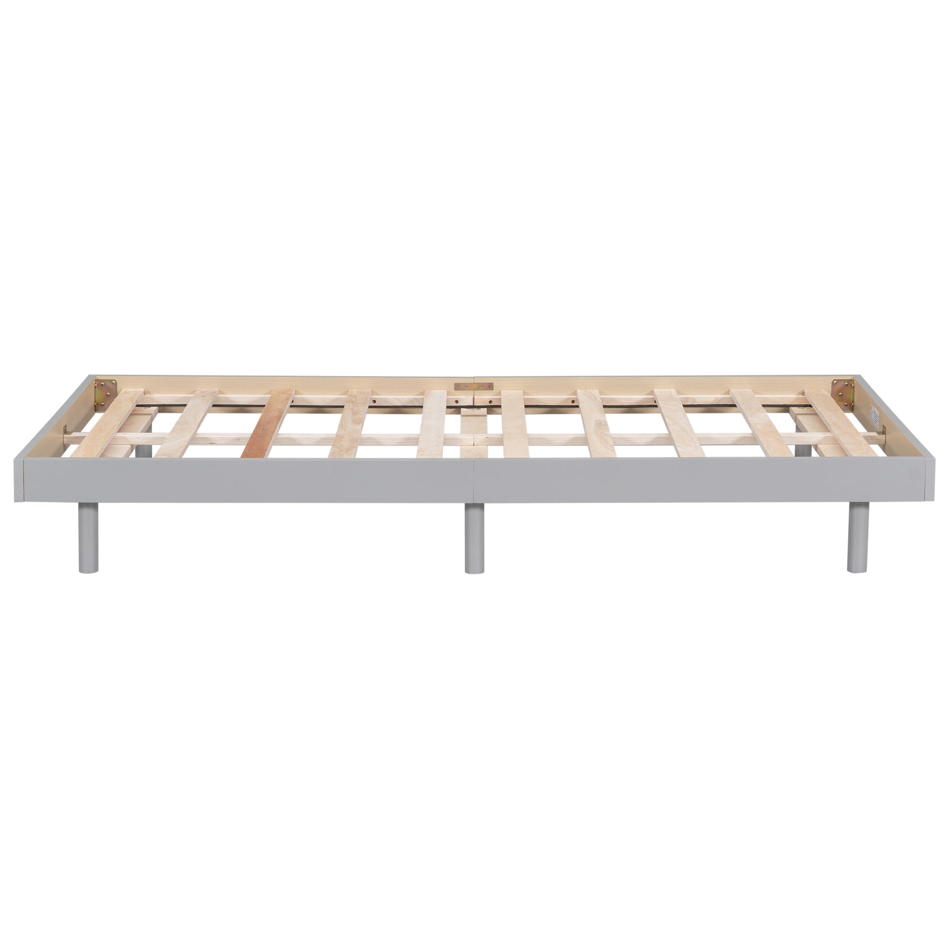 Modern Design Twin Size Floating Platform Bed Frame For Grey Color Grey Particle Board