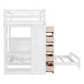 Twin Over Twin Bunk Bed With Led Light And Usb Ports, White Twin White Plywood