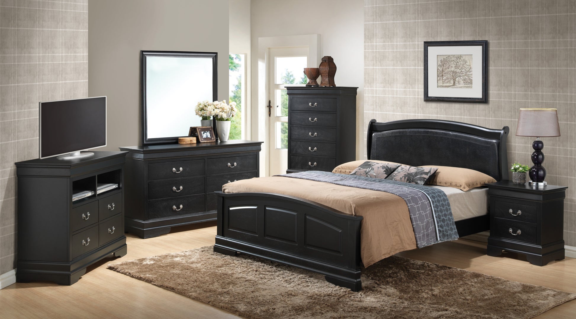 Louis Phillipe G3150C Fb2 Full Bedblack Black Particle Board