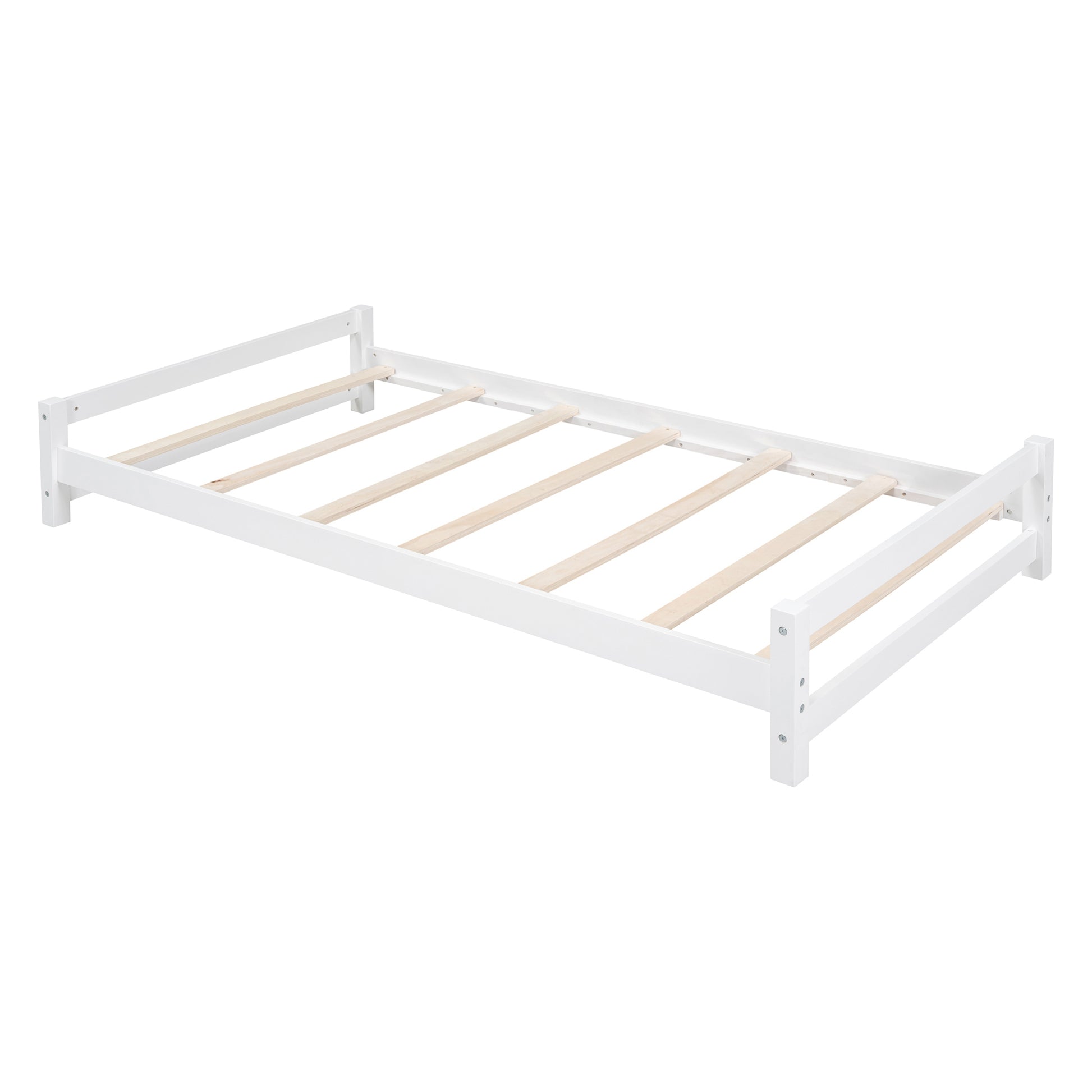 Twin Over Twin Bunk Bed With Led Light And Usb Ports, White Twin White Plywood