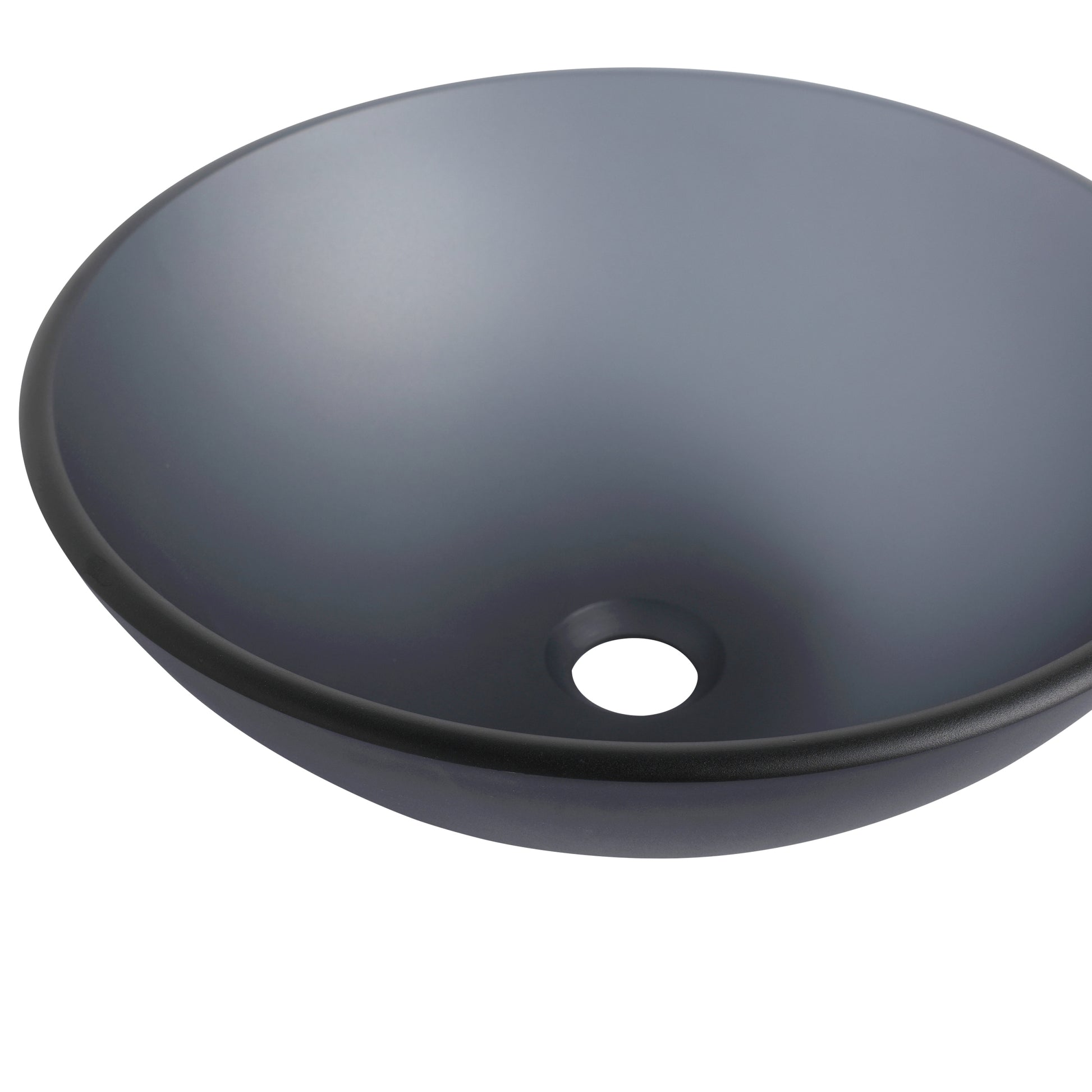 Tempered Glass Matte Bathroom Vessel Sink, Round Bathroom Basin Tempered Glass Matt Gray Grey Bathroom Modern Glass