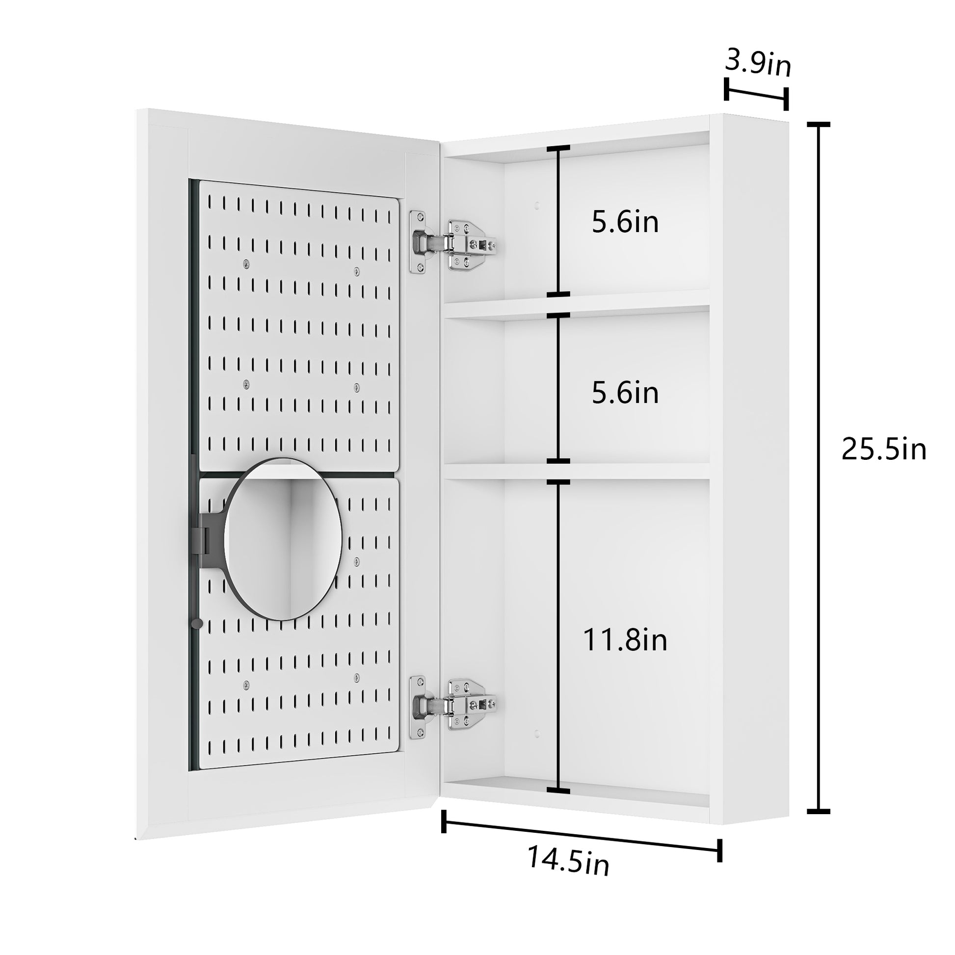 15" W X 26" H Single Door Bathroom Medicine Cabinet With Mirror, Recessed Or Surface Mount Bathroom Wall Cabinet, Beveled Edges,Silver 3 White 1 Up To 17 In 24 To 31 In Bathroom Less Than 5 Inches Engineered Wood