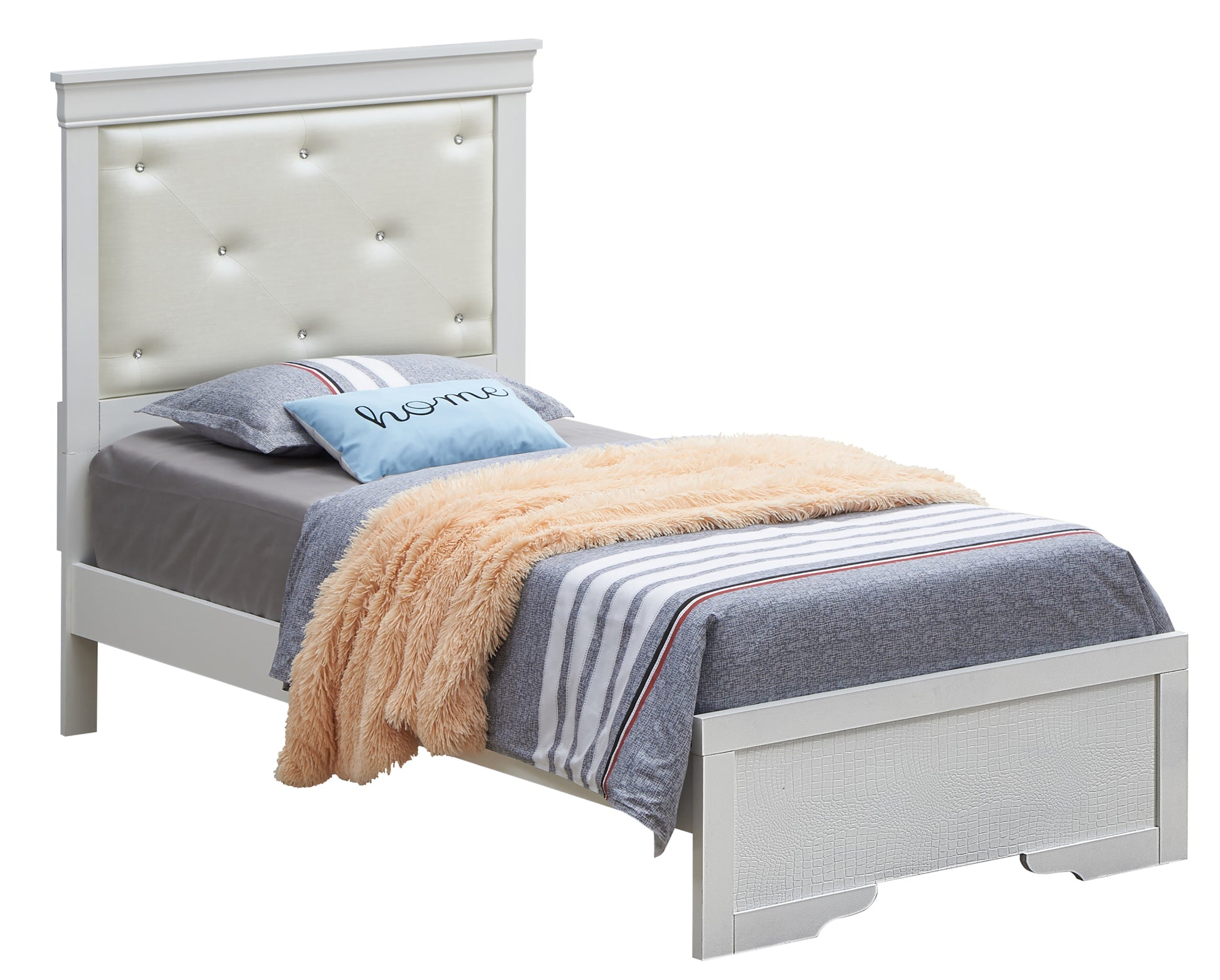 Lorana G6590B Tb2 Twin Bedsilver Champagne Box Spring Required Twin Champagne Bedroom Panel Particle Board