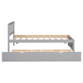 Modern Design Wooden Twin Size Platform Bed Frame With Trundle For Grey Color Grey Rubber Wood