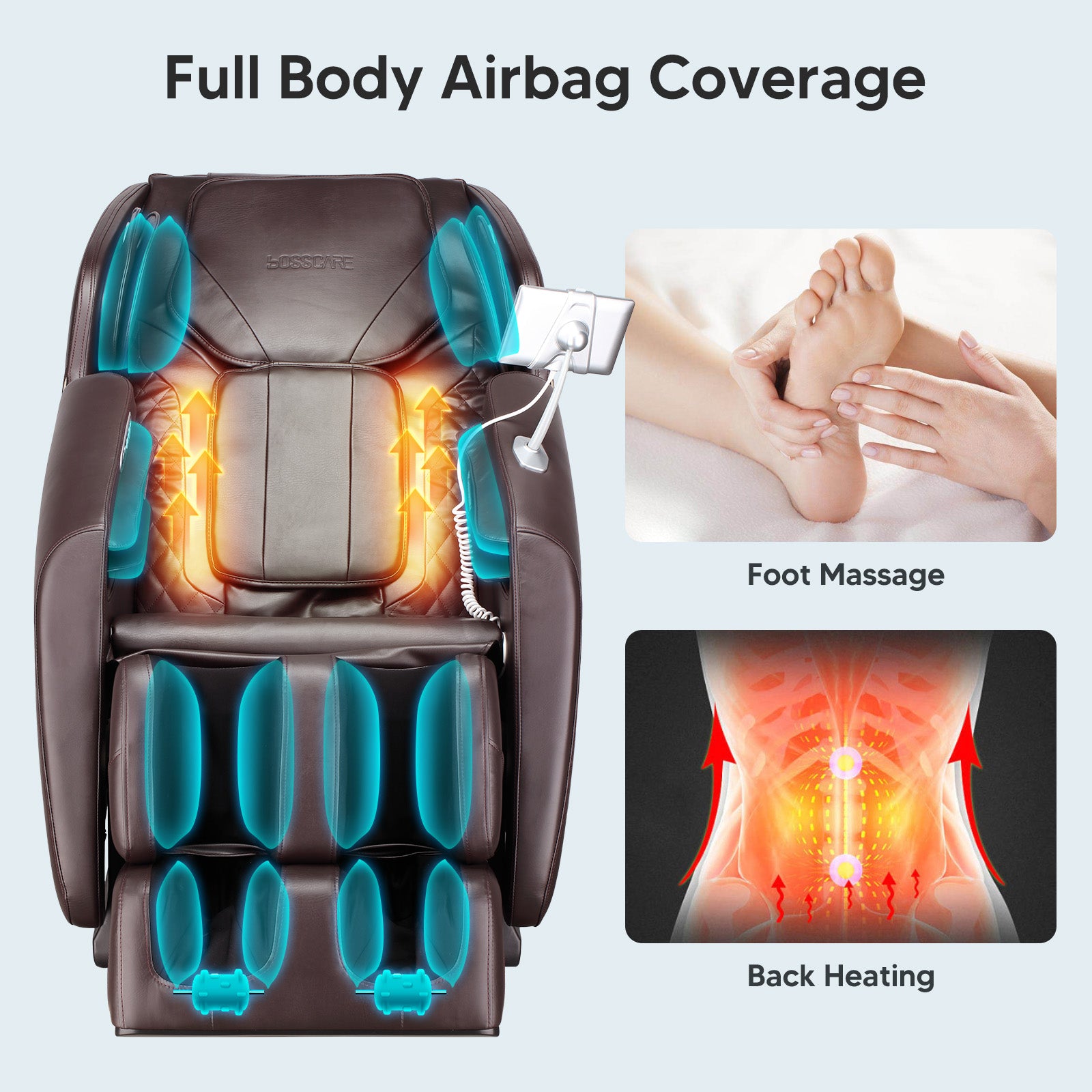 Bosscare 2023 Massage Full Body Chairs With Ai Voice, App Control Zero Gravity Shiatsu Recliner Massage Chair Brown Brown Leather Leather