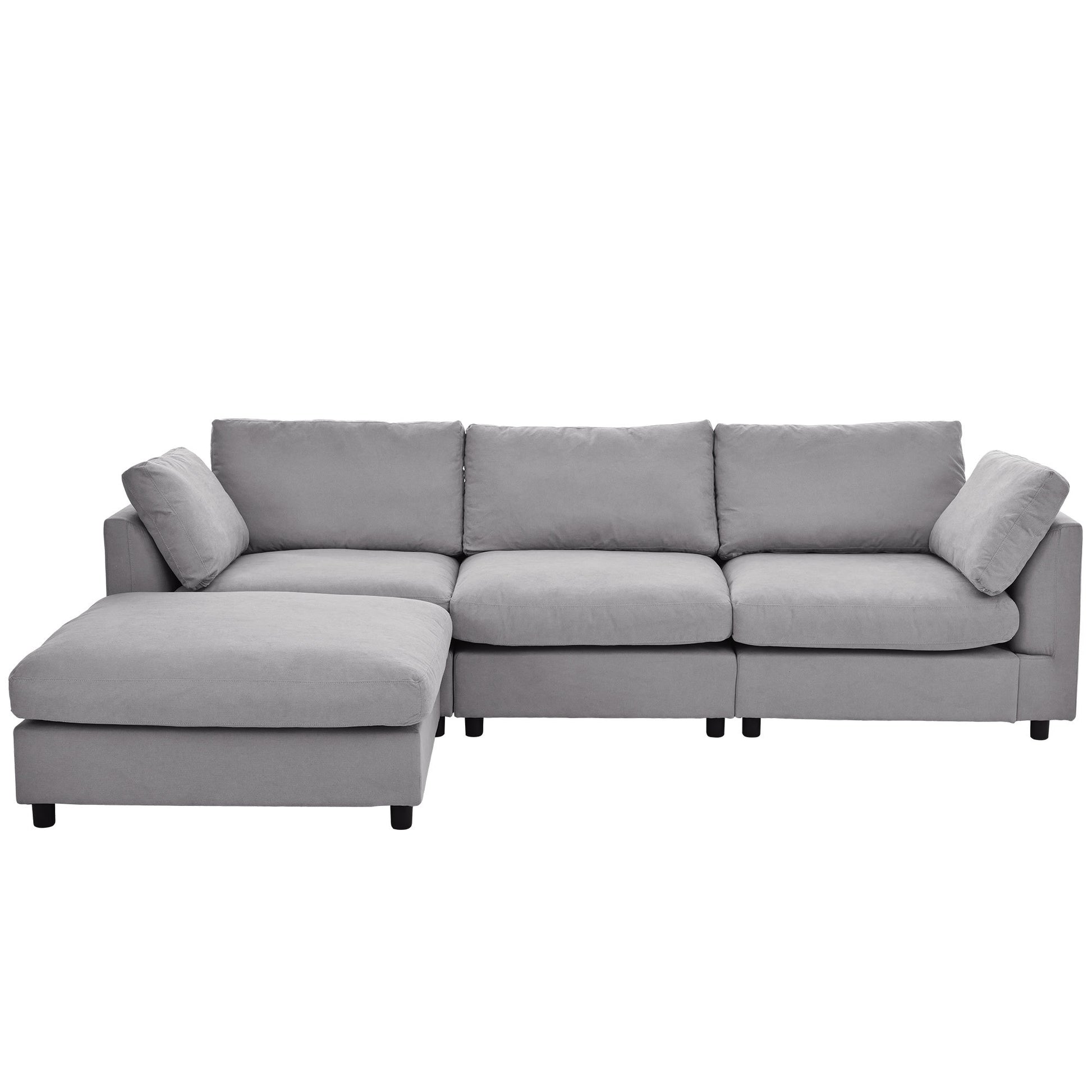 Upholstery Convertible Sectional Sofa, L Shaped Couch With Reversible Chaise Gray Polyester