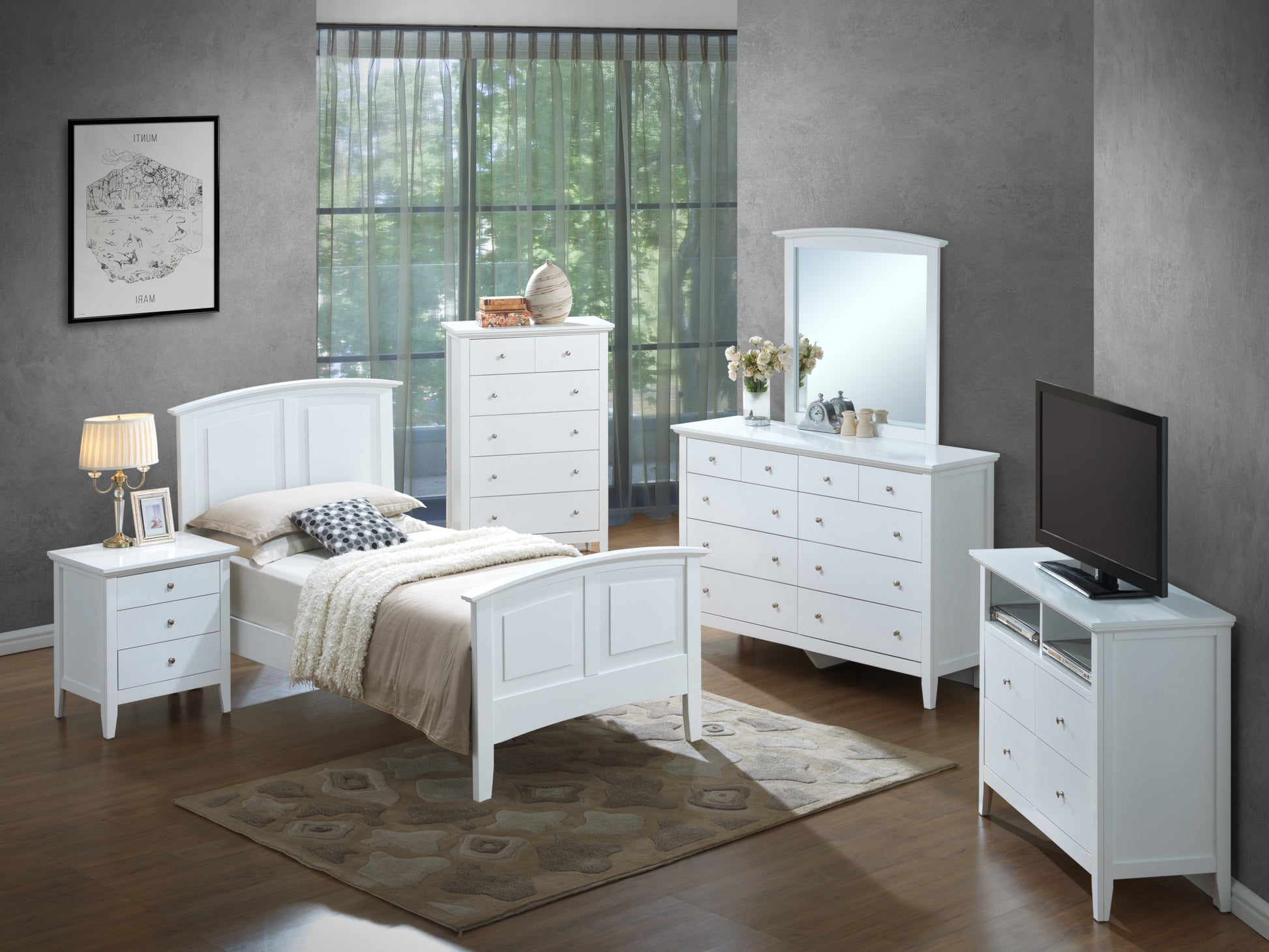 Hammond G5490A Tb Twin Bed 2 Boxes White White Particle Board