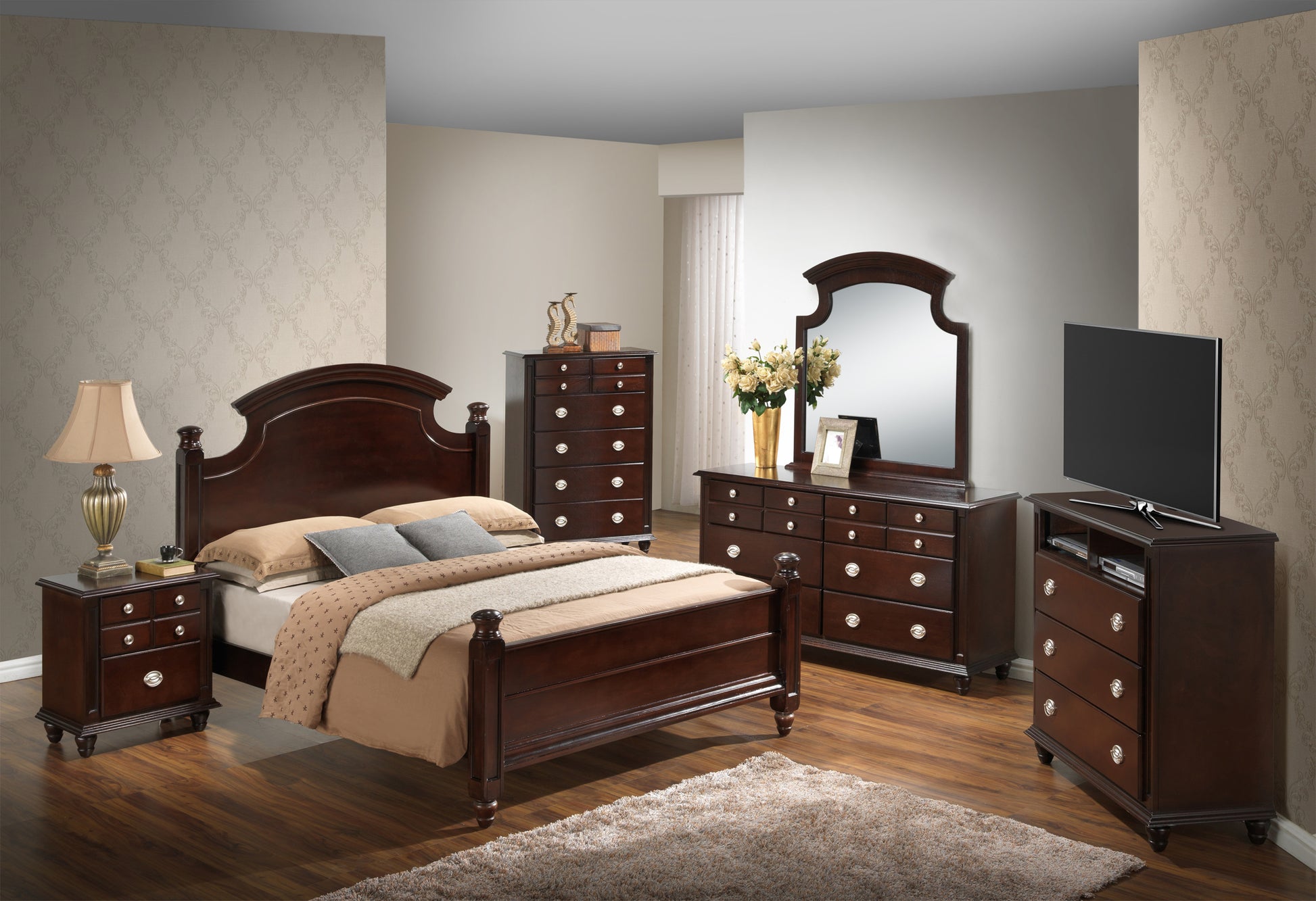 Summit G5950A Qb Queen Bed 3 Boxes Cappuccino Beige Particle Board