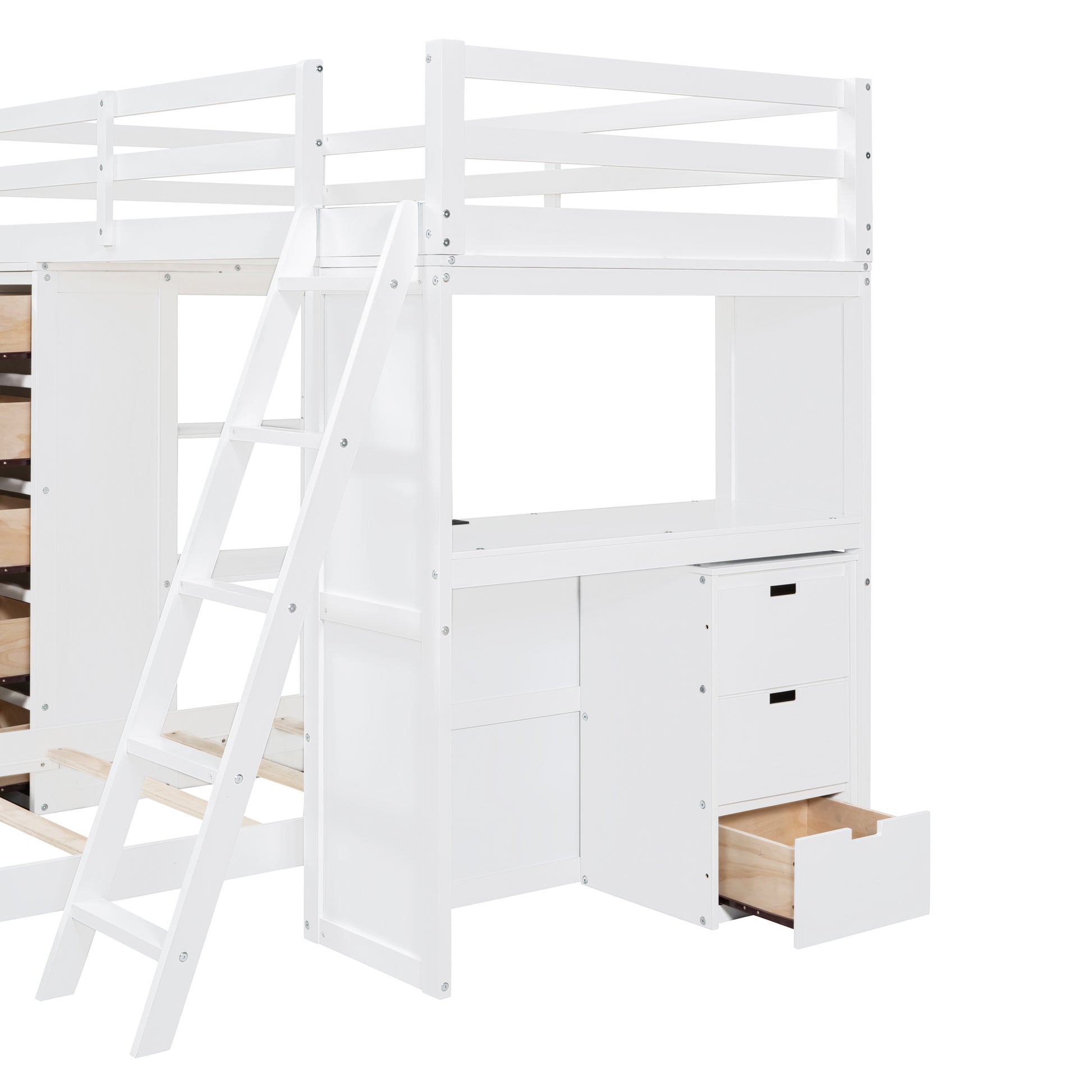 Twin Over Twin Bunk Bed With Led Light And Usb Ports, White Twin White Plywood