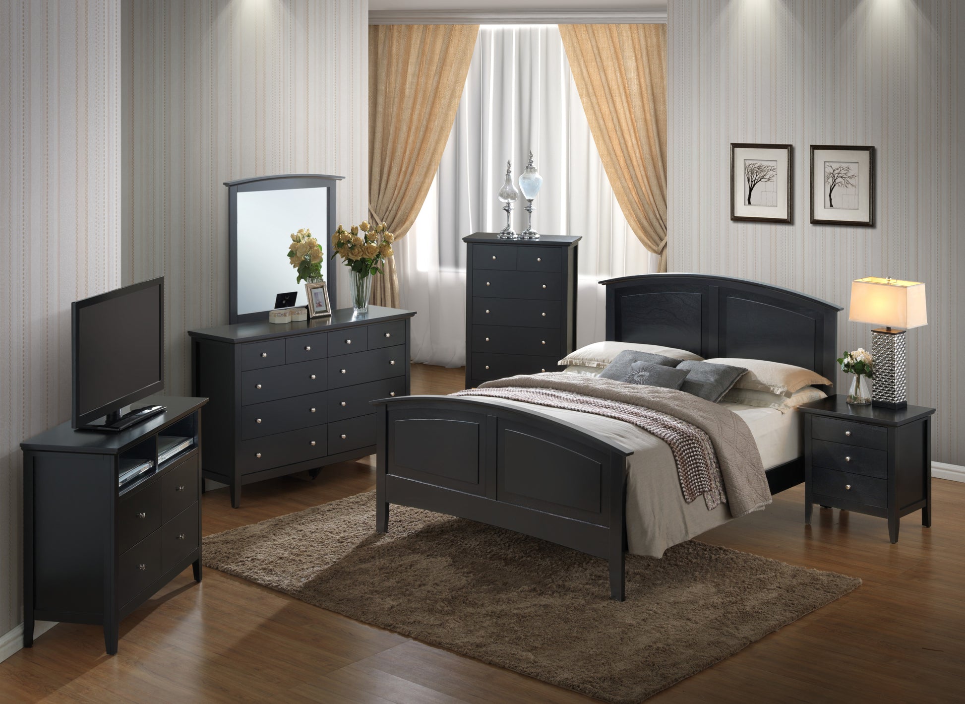 Hammond G5450A Kb King Bed 2 Boxes Black Black Particle Board