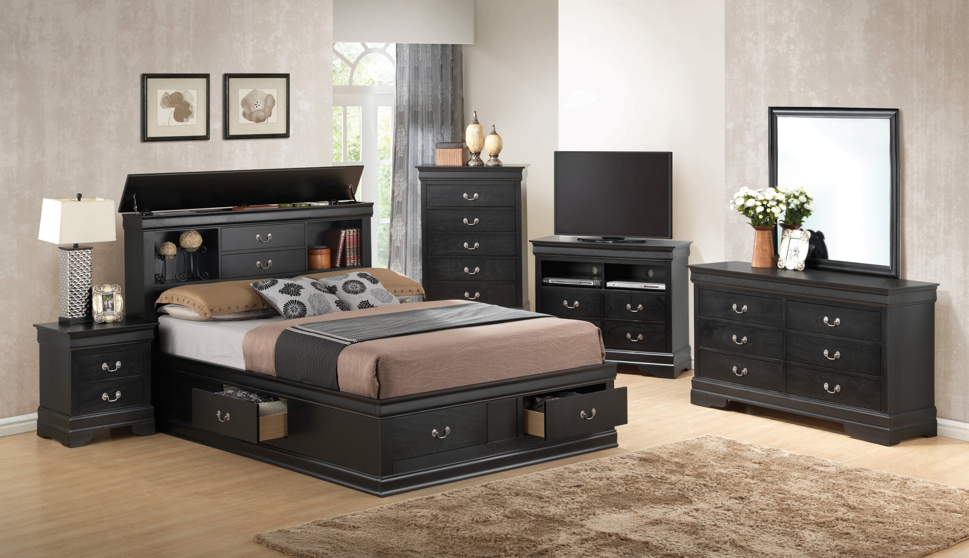 Louis Phillipe G3150B Tsb Twin Storage Bedblack Black Particle Board