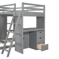 Twin Over Twin Bunk Bed With Led Light And Usb Ports, Gray Twin Gray Plywood